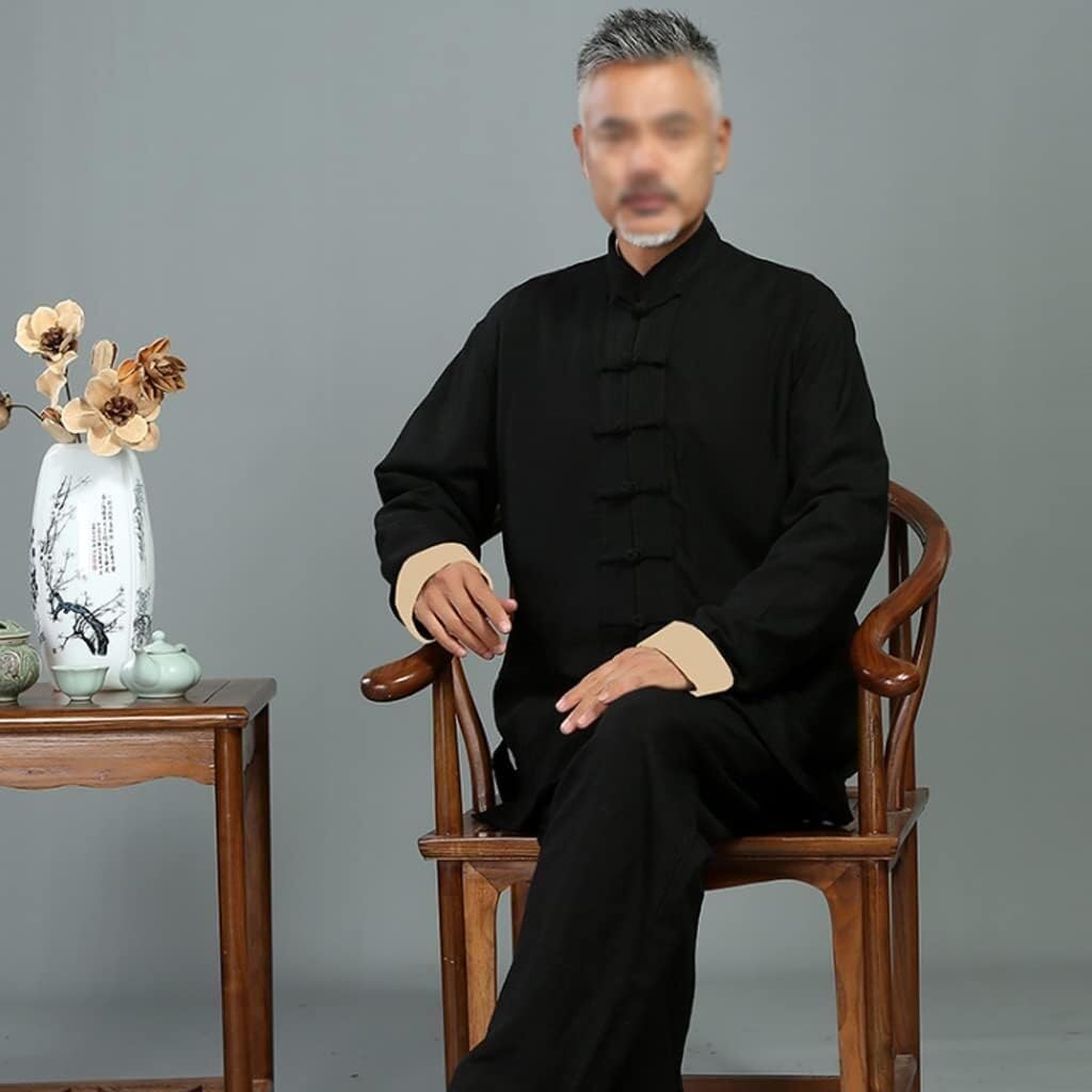 Uniforme Tai Chi Coton Lin Hommes Vêtements Traditionnels Chinois Manches Longues Costume Tang Hanfu Arts Martiaux Tenues Tai-chi
