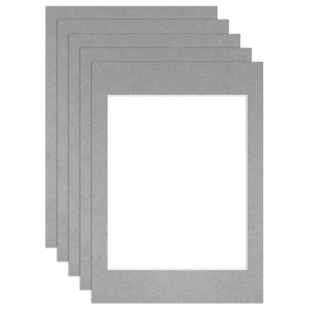Procut Global 70x50cm Silver Picture Mounts to Fit 50x40cm Aperture - Precision Cut Cardboard Photo Mount - Ideal for Frames, Prints, Artwork & Certificates - Sizes & Colours Available - 5 Pack