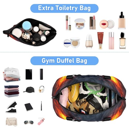 Angry Dragon Eyes Fire Gym Bag for Women Sport Travel Duffel Bag Shoulder Weekender Overnight Bags with Wet Pocket & Shoe Compartment4