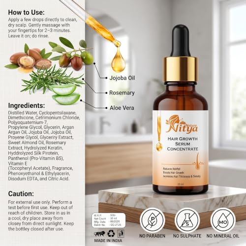 Image of Hair Growth Serum, 30ml, Liquid Herbal Hair Serum with Natural Fragrance for All Hair Types, Lightweight Scalp and Hair Application Formula for Home, Salon and Travel Use