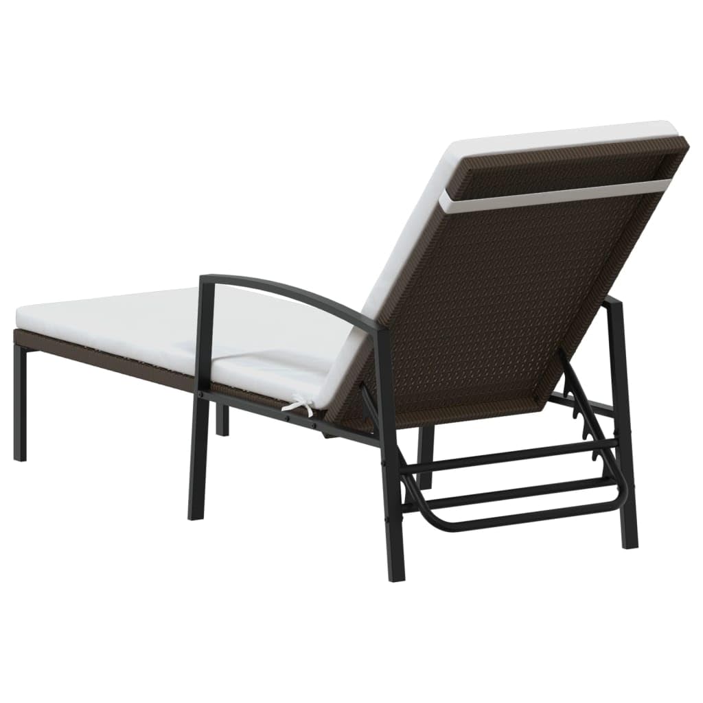 vidaXL Lettini Prendisole 2 pz con Tavolo in Polyrattan Marrone