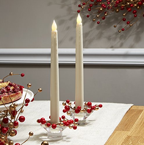 LampLust Glass Taper Candle Holders - Clear Glass, Round Modern Design, 1.5" Height, for Wedding Centerpiece, Easter Dinner or Home Decor, Fits Standard 3/4 Inch Candlesticks - Set of 2