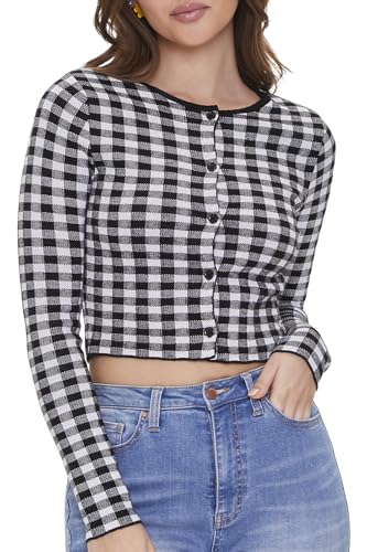 Forever 21 Women's Gingham Cardigan Sweater