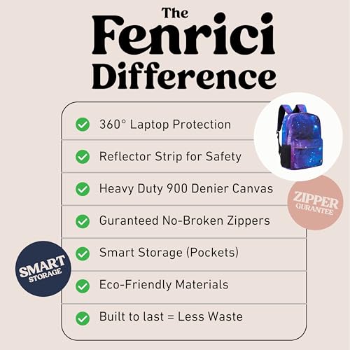 Fenrici Galaxy Backpack for Boys, Girls, Kids Back Pack with Padded Laptop Compartment, Kids' Bookbags for School, Cosmic Pack, Space Backpack, Purple Galaxy, 17 Inch4
