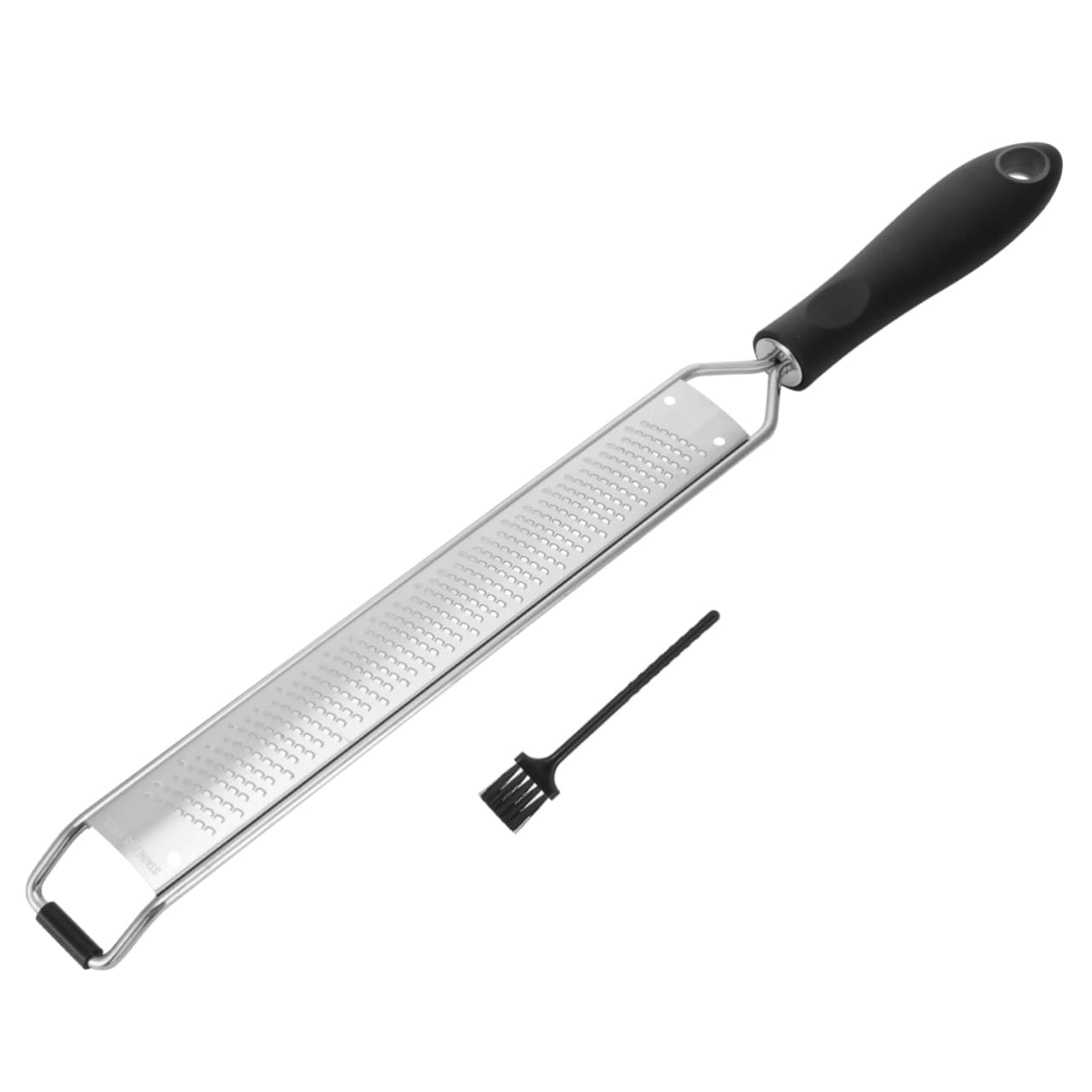 MUCKLILY 1 Set Stainless Steel Cheese Grater Slicer with Protector Brush Non Skid Mandoline Plane for Grating Vegetables Chocolate and Citrus Fruits Kitchen Tool for