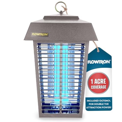 Image of Flowtron Bug Zapper, 1 Acre Outdoor, 40W UV Bulb, 5600V Zap Grid, Grey | Protects yards, patios, and farms - octenol lure attracts and helps eliminate mosquitoes, flies, and gnats - ETL certified