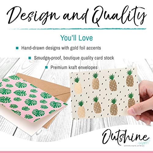 Outshine Blank Note Cards with Envelopes in Cute Storage Box - Set of 48 (Fruit) | 3.5" x 5" Bulk Blank Cards with Envelopes All Occasion | Greeting Cards, Thank You Cards, Birthday Cards
