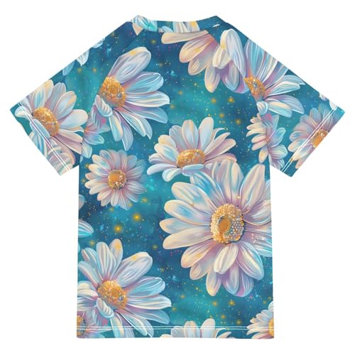 ALAZA Kids Rash Guard Girls Toddler Swim Shirts Short Sleeve Dreamy Daisy UPF 50+ 3T2