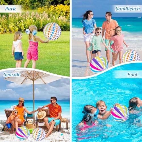Farnirvana 2 Stück Wasserball Aufblasbar, 40cm Bunt Gestreifter WasserbäLle, Aufblasbarer Ball, Aufblasbare Schwimmbad Spielzeu, für Schwimmbad, Strand,Outdoor-Aktivitäten
