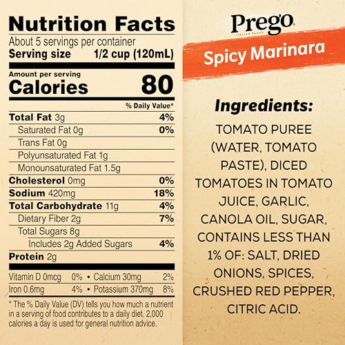 Image of Prego Spicy Marinara Pasta Sauce, 24 oz Jar (Pack of 2)