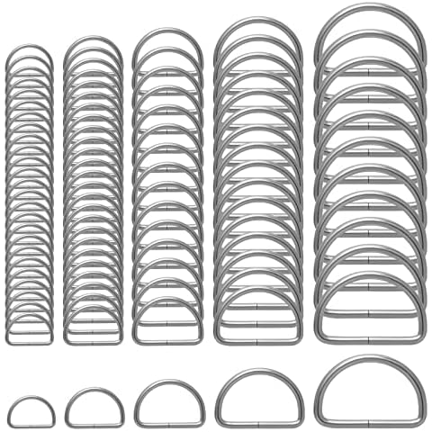 Yolev 90 Pieces Metal D Rings D-Shape Buckle Clips Multi-Purpose Silver D-Rings Fasteners for Purse Keychains Belts and Dog Leash Hand DIY Accessories (Multiple Sizes) Cover