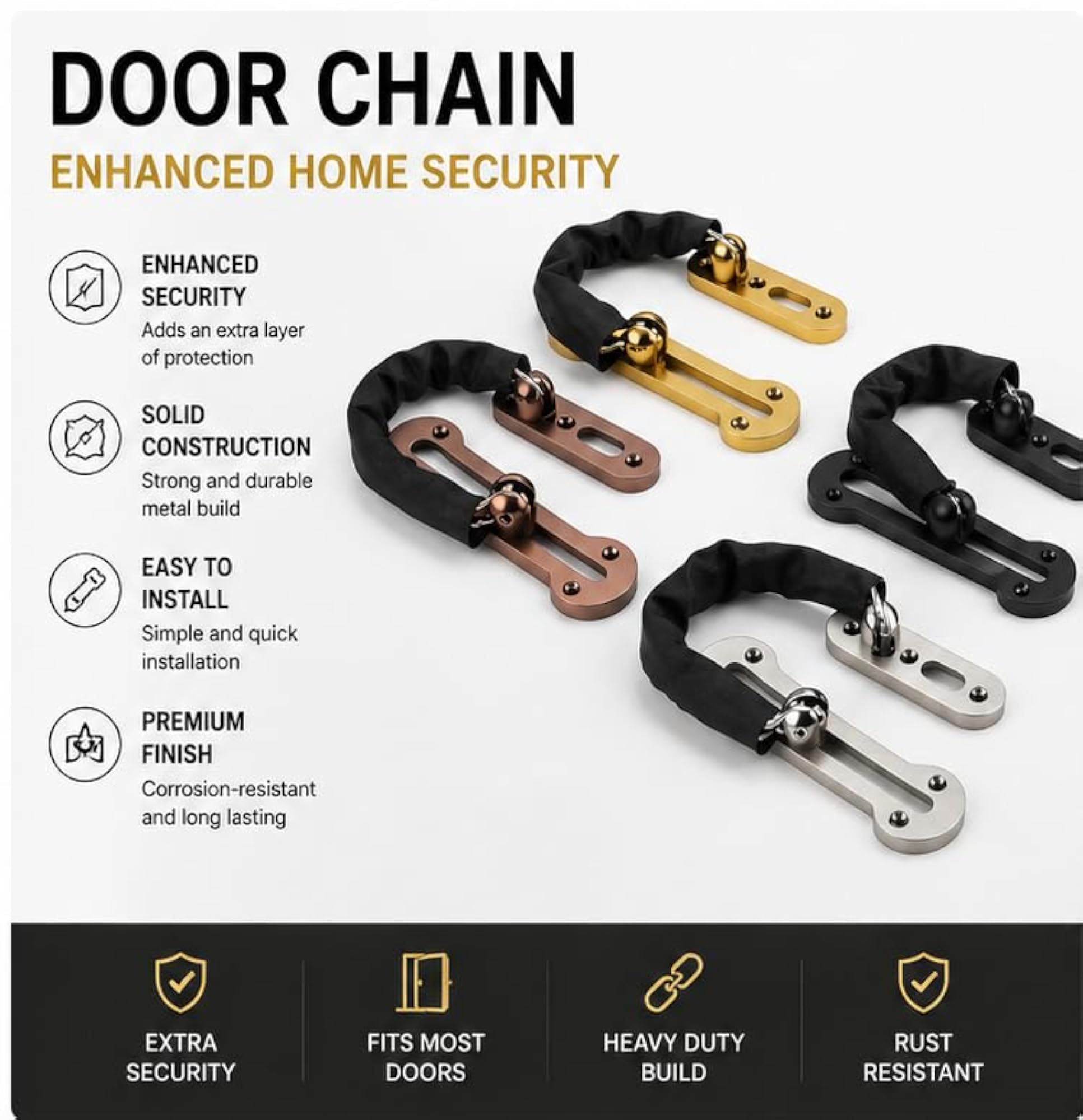 Gelo Heavy Duty Stainless Steel Door Chain Lock