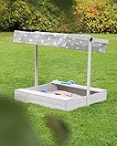 roba 455011GAV190 Sandkasten klein mit Sonnendach ‘Little Stars’, Holzsandkasten aus wetterfestem Massivholz, grau lasiert - 5