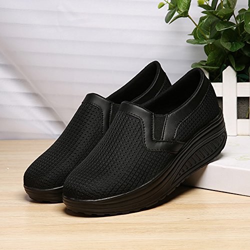 L LOUBIT Women Wedge Shoes Breathable Mesh Sneakers Slip On Comfort Walking Shoes3