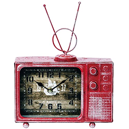 おしゃれ television テレビジョン レッド ヴィンテージ置き時計 時計 置き時計 ヴィンテージ アンティーク プレゼント インテリア