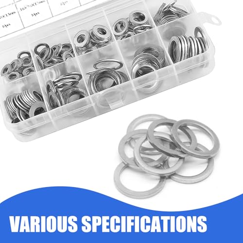 800 PCS Washers for Screws, 304 Stainless Steel Flat Washers Set, M2 M2.5 M3 M4 M5 M6 M8 M10 M12 Flat Washers for Bolts Assortment, Oil Pan Plug Sealing Gaskets, for Automotive Repairing (Silver) - Thumbnail 4