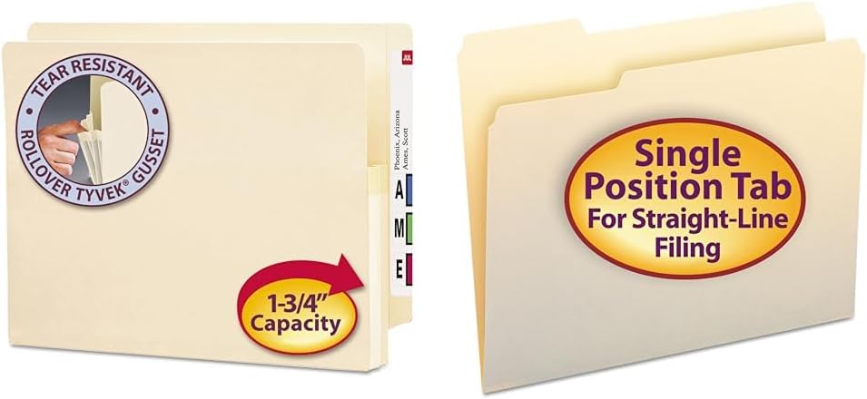 Smead End Tab File Pocket Letter Size 25 per Box and Smead File Folder Letter Size 100 per Box