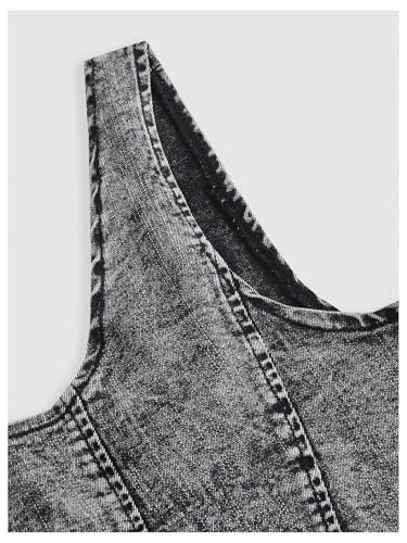 Milumia Women's Plus Size Square Neck Denim Corset Tank Top Sleeveless Asymmetrical Hem Crop Tops3