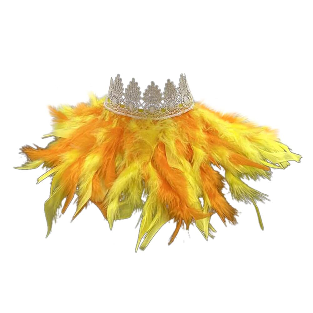 Uposao Feather Collar Shawl Feather Choker Cloak Natural Feather Collar Props For Cosplay Party Performance Model Walk Halloween Ball Feather Collar Shawl Props