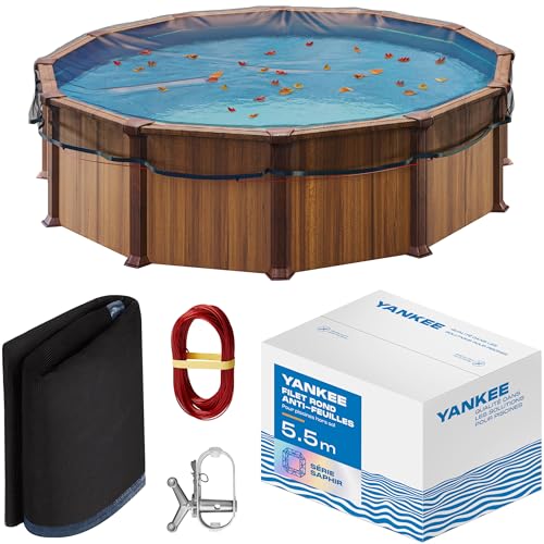 Yankee Filet à Feuilles pour Piscine Ronde - Maille 0,4 cm | Bâche de Protection Piscine Hors Sol | Empêche Feuilles & Débris | Filet Durable...
