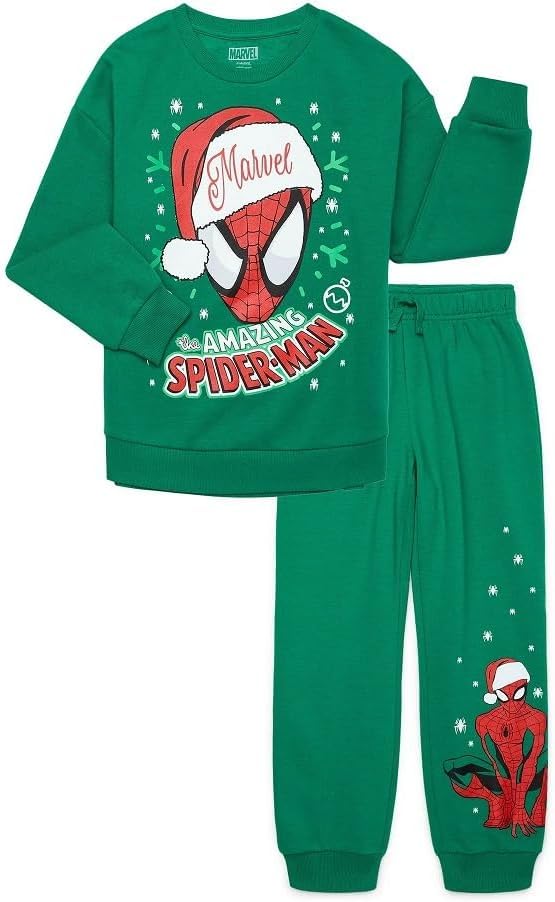 Disney Spider-Man Boys Holiday Graphic Print Sweatshirt and Joggers Set, Sizes 4-18