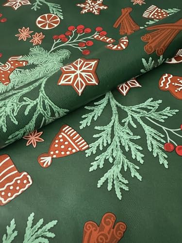 PVC Tischdecke Lebkuchen grün braun Wachstuch Weihnachten Eckig...