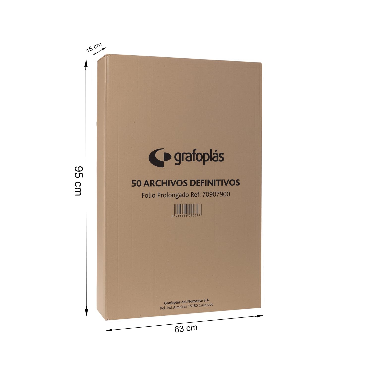 Grafoplas - Pack de 50 Cajas de Archivo Definitivo de Cartón, Tamaño Folio Prolongado, 2 Frentes para Archivo Vertical y Apaisado, Certificados FSC, 38, 5x27, 5x11, 5cm