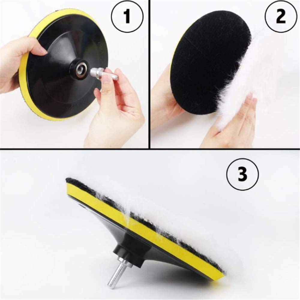 Auto-Polierschwamm-Rad, Polierwachsschwamm Rad Wolle Polierpuffer Pad Schwamm Pad M14 Polierset 7 Zoll for Autopolierer
