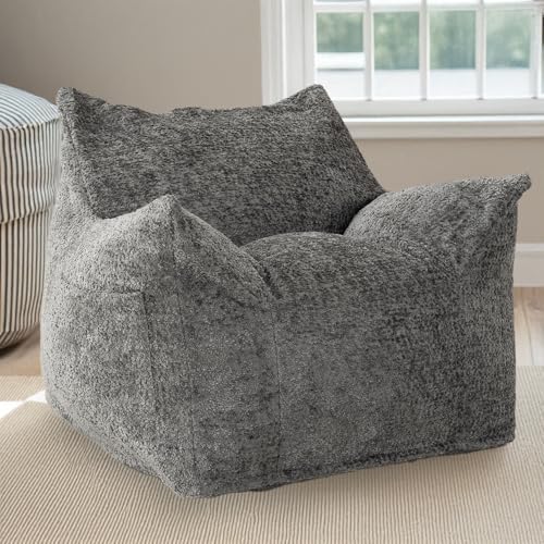 Iris Plaza LNG-90K Luxury Sofa Wrap Around The Body Lounger Beaded Sofa Single Seater Sofa Boucle Cover, Gray