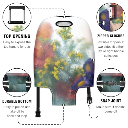 Travel Luggage Cover Suitcase Protector Scratch-Resistant Fit Not Included Suitcase Chrysanthemum Flower L-26-28in3