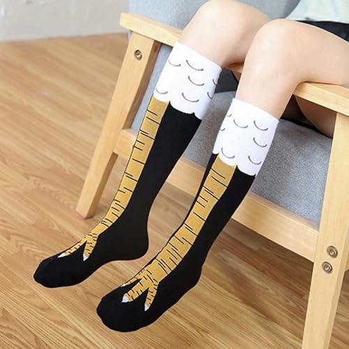 Chicken Leg Socks,Hühner Socken Huhn Kostüm Erwachsene Hühnerbein Kniehohe Hahn FeetStrümpfe Hühnchen Wadensocken Lustige Fun Hühnerbeine Faschingskostüm für Damen Herren Kinder Karneval Hühnersocken