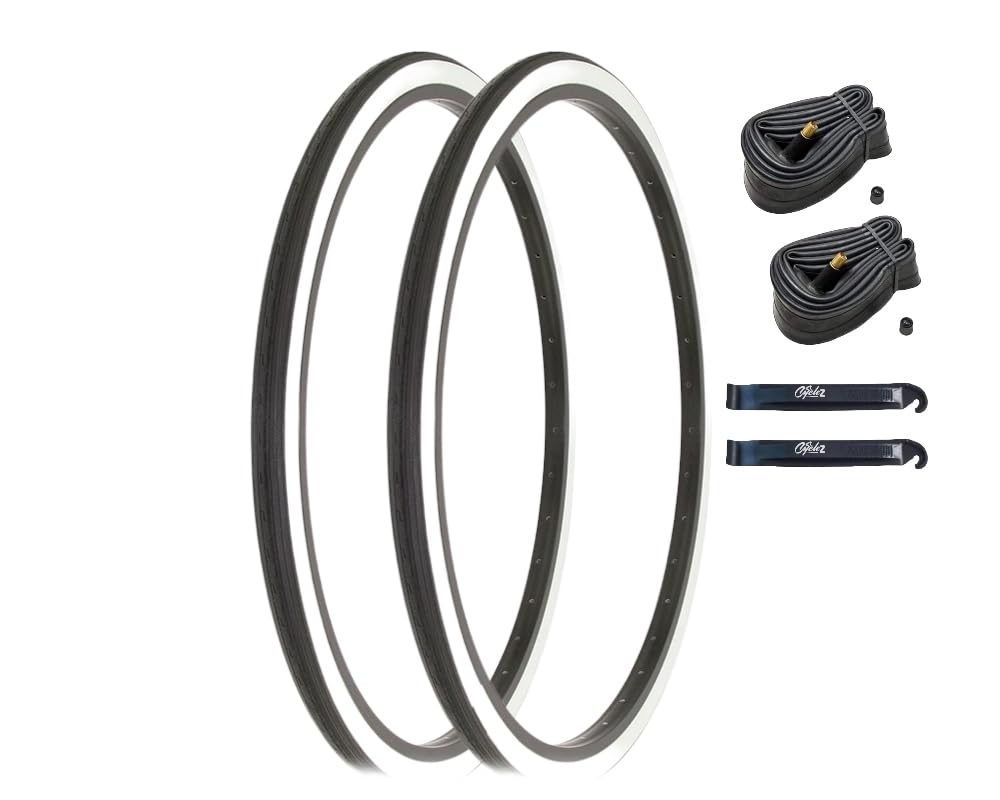 CYCLEZ 26" x 1 3/8 Bicycle Tire Kit Classic Style, Includes 2X Inner Tubes and 2X Premium Tire Lever Tools Replacement Kit for Road or Touring Bicycles