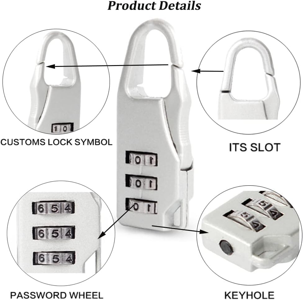 Image of Istara Combination Travel Number Lock | Portable Luggage Lock | 3 Digit Code Number Pad Lock | Sliding Combination Lock | Anti Theft Protection Tool for Luggage /Travel /Cars /Bicycles (Model-6)