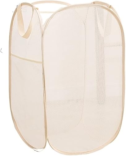 JINBAR Laundrybasket Folding Laundry Basket with Handle Clothes Toy Storage Basket Hollow Mesh Breathable Household Laundry Hamper Sundries