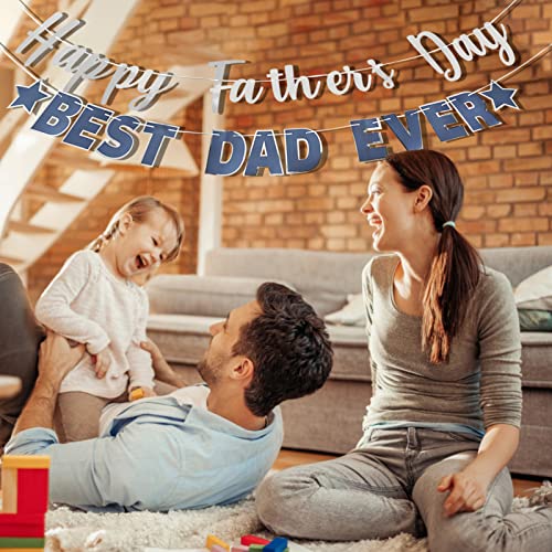 Image of Happy Father's Day Silver Banner Bunting Banner for Dad Father's Party Decorations Backdrop Garland for Father's Day (2 pcs Silver)