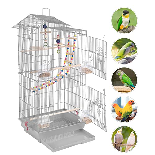 Curated visual reference: Snapklik Com Yaheetech 39Inch Iron Roof Top Bird Cage Parakeet Photo Inspiration