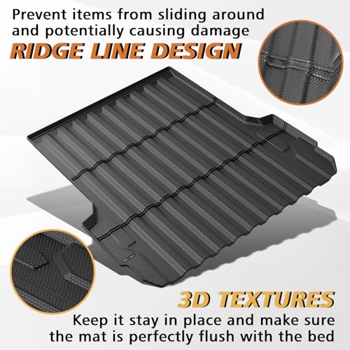Image of TripleAliners Truck Mat Compatible with 2023-2026 Chevy Colorado & GMC Canyon 5FT Accessories, Truck Bed Mat Heavy Duty Custom Fit All Weather Protection TPE Pickup Liner, with Floor Liners
