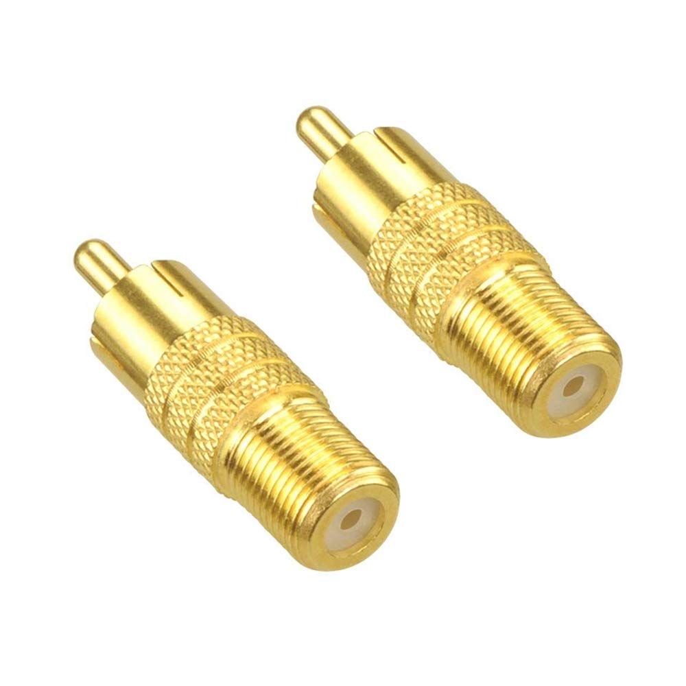 VCE FType Female to RCA Male Coaxial Cable Audio Adapter Gold Plated Connector, 2