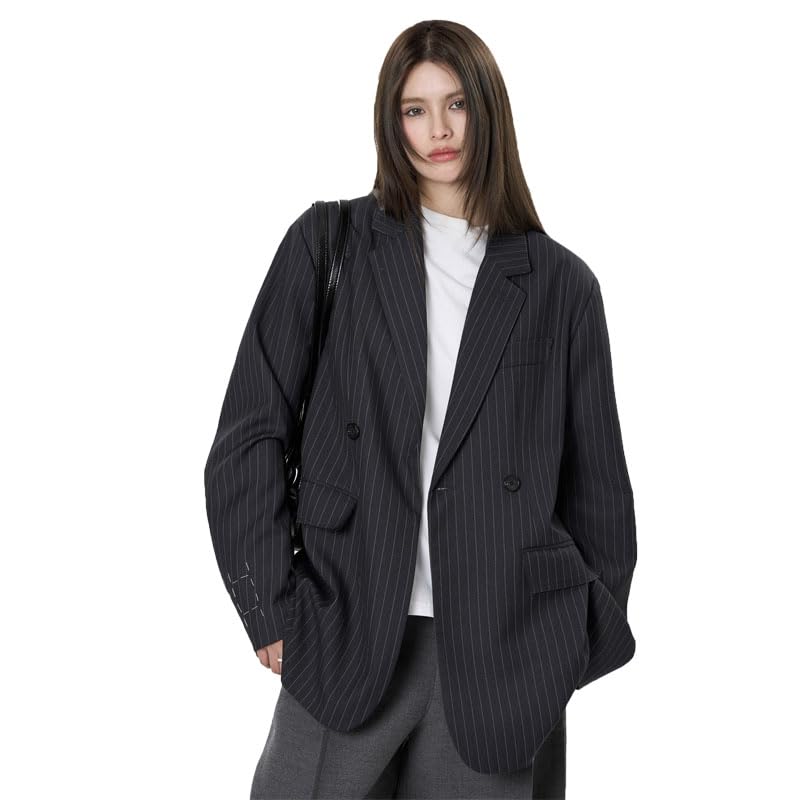 Oversized Pinstripe Double-Breasted Business Suit Causal Jacket Blazer
