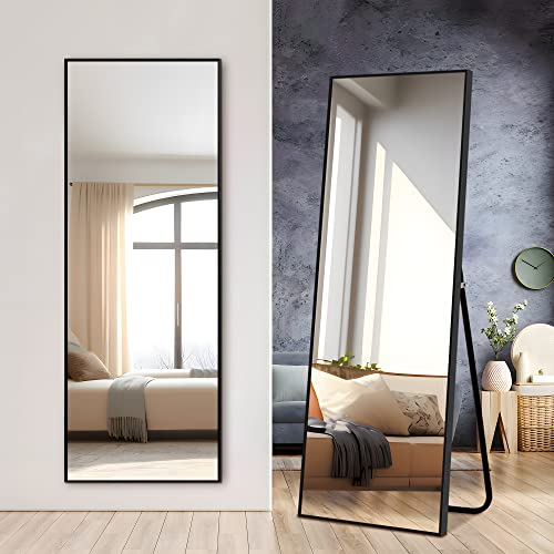 Image of PexFix Full Body Mirror Length with Black Aluminum Alloy Frame Stand Wall Mounted Hanging for Bedroom Bathroom Living Room Decor,55''x16'' (1016)