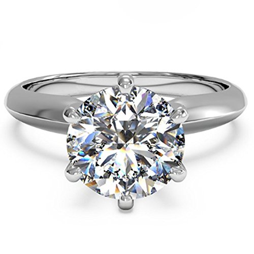 espere 3 Ct CZ Solitaire Engagement Ring Sterling Silver White Gold Plated