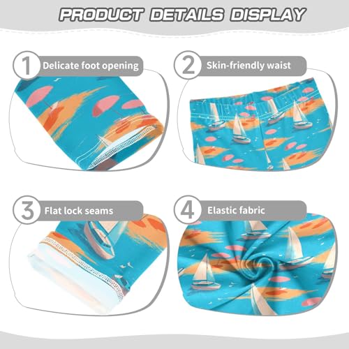 Blue Sea Sailboat Umbrella Girls Leggings Soft Stretch Workout Yoga Dance Pants for Kids Casual Tights3