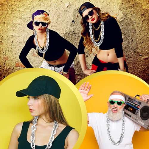 Jumbo Plastic Chain Necklace Hip Hop Rapper Gold Chain for Party Costume Accessory, 31.5Inch/35.4Inch/39.4Inch2