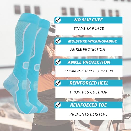 fenglaoda 6 Pairs Compression Socks for Women & Men Knee High Cute Circulation Socks for Nurse Pregnant Travel Athletic3