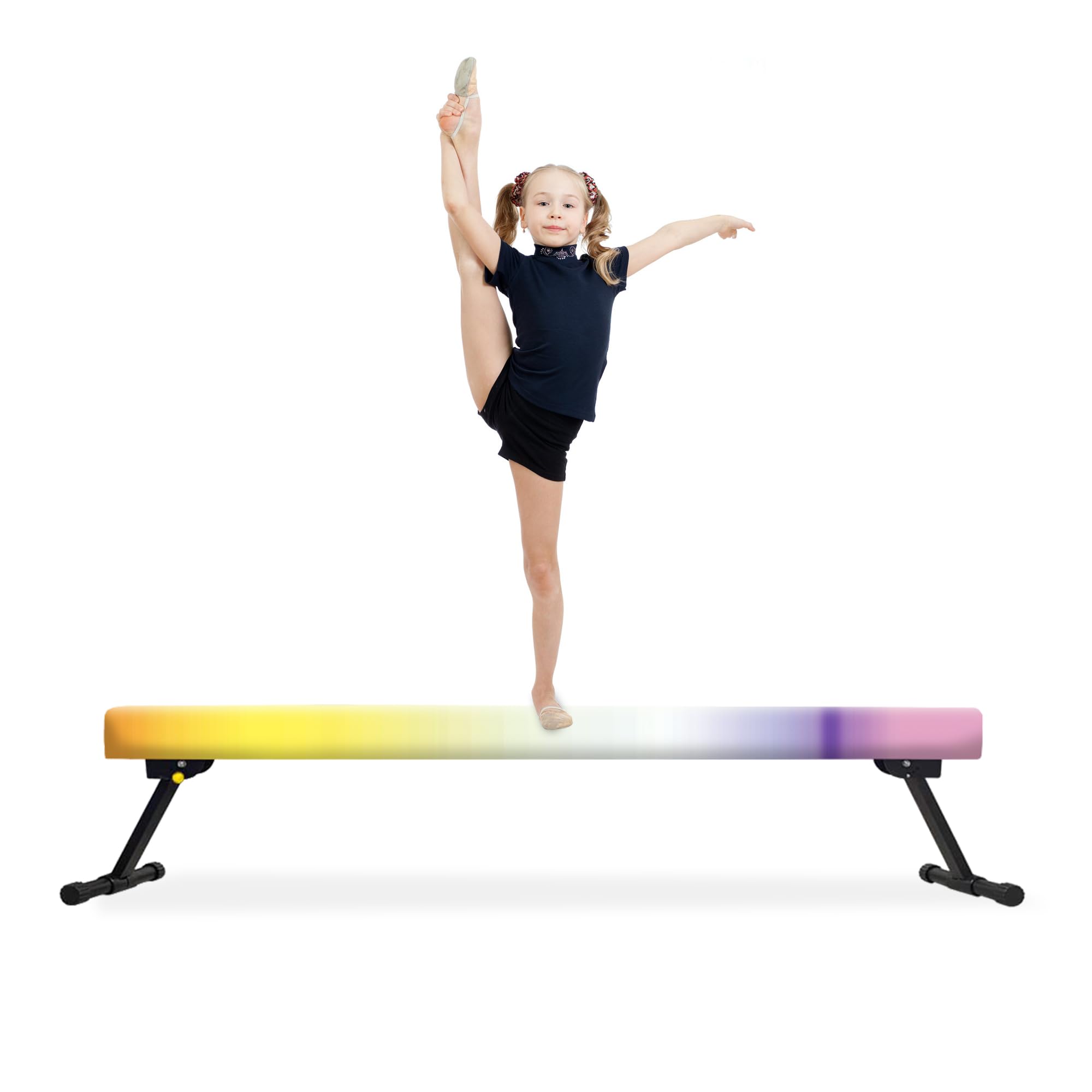EL&IT·Wings 8ft Gymnastic Balance Beam,Adjustable High and Low Level Floor Beam - Highly Stable - Gym Practice Training Equipment for Kids Children Girls Home