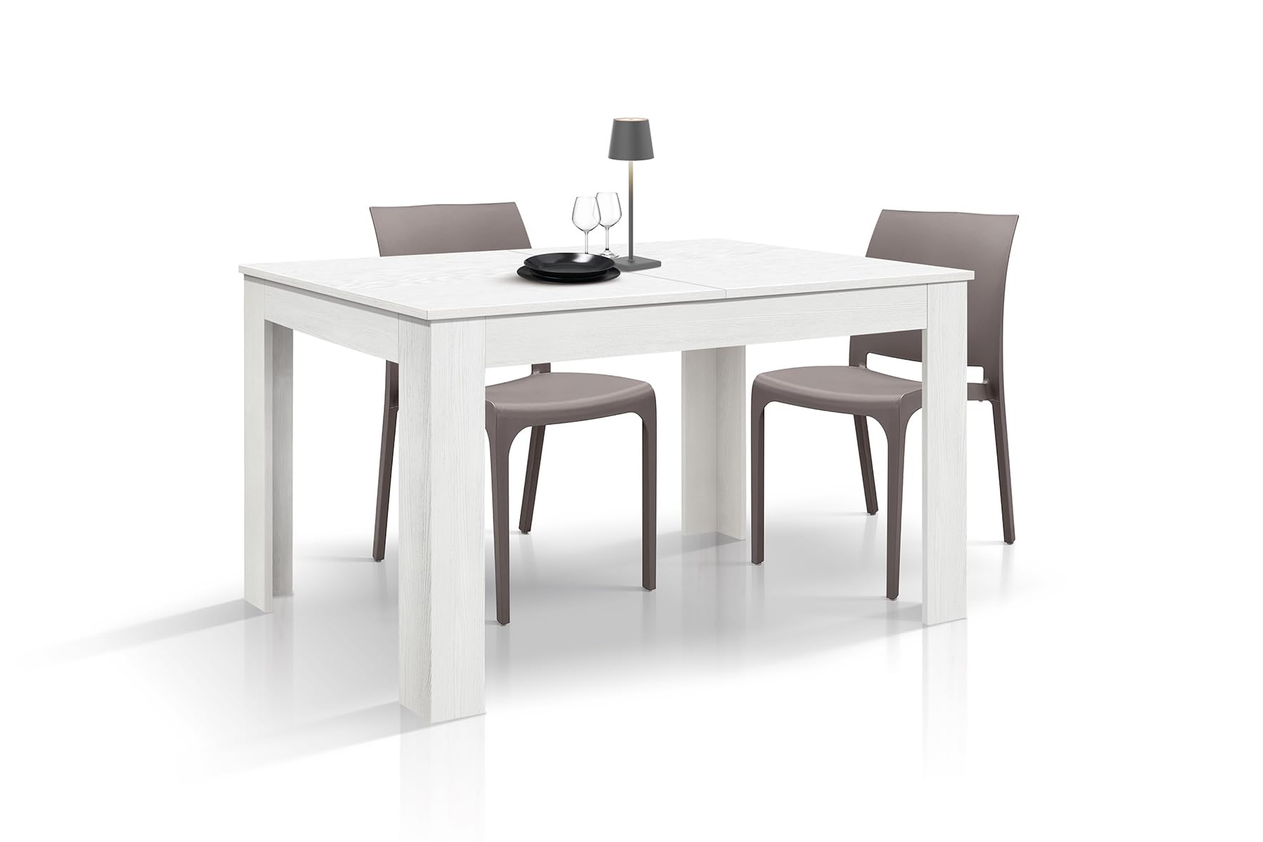 PAZZO DESIGN Tavolo Allungabile Veronica, Bianco Frassinato, Nobilitato Melaminico, Tavolo Cucina, Tavolo Soggiorno, Made in Italy, 120 x 80 x h77 cm - id_1972