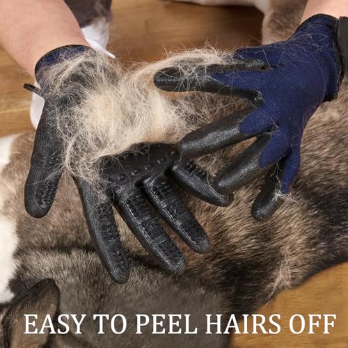 Handschuh Enthaarungshandschuhe für Hunde Katzen, Haustierpflege Fellwechselpflege Putzhandschuhe Pet Bürste Grooming Gloves Pet Massagege, EIN Paar, Blau