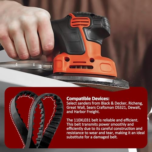 hasmx 110xl031 timing belt rubber geared drive belt for black and decker sander 1134 length 51634 wide 55 teeth 2-pack