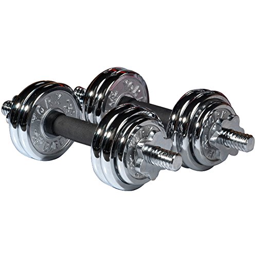 York Fitness 15kg Chrome Dumbbell Set and Case
