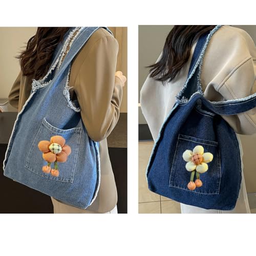 Image of Farm4Far Women Denim Bow-tie Tote Shoulder Sling Hand Bags